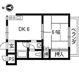 アサヒハイツ 1階1DKの間取り