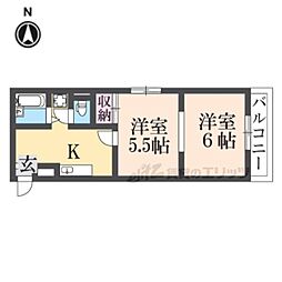近鉄京都線 竹田駅 徒歩8分の賃貸マンション 3階2Kの間取り
