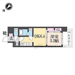 JR東海道・山陽本線 大津駅 徒歩9分の賃貸マンション 2階1Kの間取り