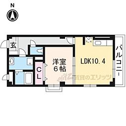 JR東海道・山陽本線 石山駅 徒歩8分の賃貸マンション 2階1LDKの間取り