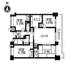 京阪本線 龍谷大前深草駅 徒歩1分の賃貸マンション 2階4LDKの間取り