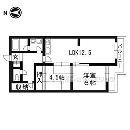 ビューハイツ京都山科 3階2LDKの間取り