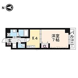 イクスコート大津駅前 9階1DKの間取り