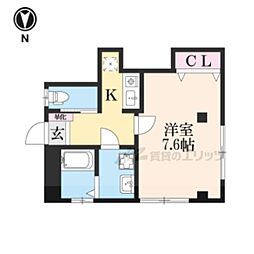 京阪本線 東福寺駅 徒歩16分の賃貸マンション 3階1Kの間取り