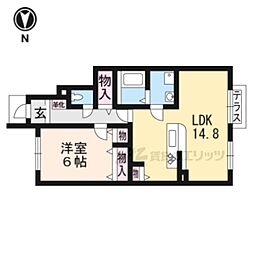 JR東海道・山陽本線 石山駅 徒歩17分の賃貸アパート 1階1LDKの間取り