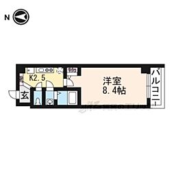 ウインドベル二条駅 8階1Kの間取り