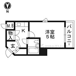京都市営烏丸線 五条駅 徒歩3分の賃貸マンション 3階1Kの間取り