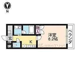 ボナレテラ吉文字 2階1Kの間取り