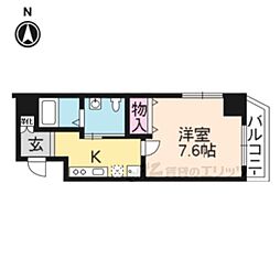 阪急京都本線 大宮駅 徒歩5分の賃貸マンション 6階1Kの間取り