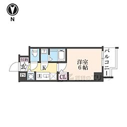 阪急京都本線 西院駅 徒歩8分の賃貸マンション 10階1Kの間取り