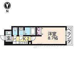 京都市営烏丸線 四条駅 徒歩5分の賃貸マンション 9階1Kの間取り