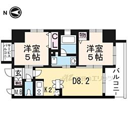 ヴィラ七条西洞院 7階2DKの間取り