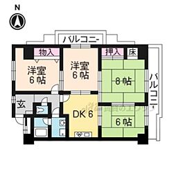 パラーティー中村 4DKの間取図画像