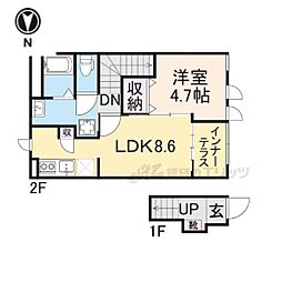 JR東海道・山陽本線 瀬田駅 徒歩16分の賃貸アパート 2階1LDKの間取り