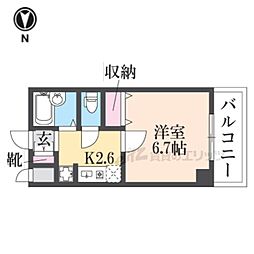 Liesse浜大津 1Kの間取図画像