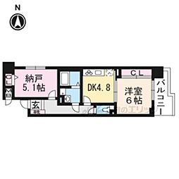 Calm高倉通 2DKの間取図画像