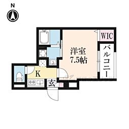 グランカーサ京都駅前 1Kの間取図画像
