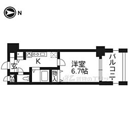 アスヴェル京都御所前2 1Kの間取図画像