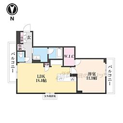 ヴェスプッチ 二条城 1LDKの間取図画像