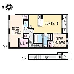 コスモパレス2 2LDKの間取図画像