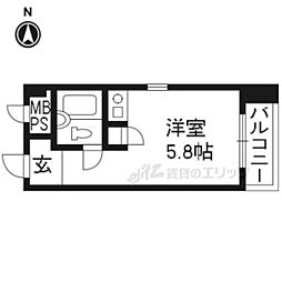 朝日プラザ鴨川2 ワンルームの間取図画像