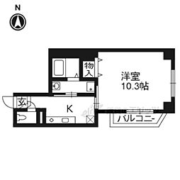 グランデ西五条 1Kの間取図画像