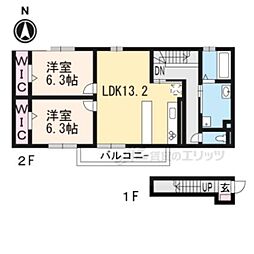 ヴィヴィアーナ 2LDKの間取図画像