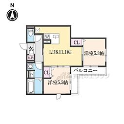 D-ROOM伏見駅前 2LDKの間取図画像