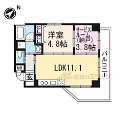 インサイトルポ山科椥辻 2LDKの間取図画像
