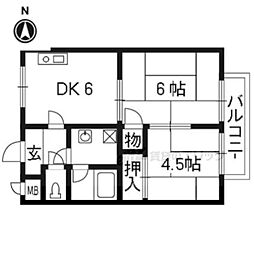 レジデンス山手 2DKの間取図画像