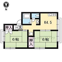 パレーシャル北浦 2DKの間取図画像