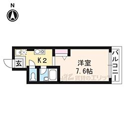 鴨川ウエスト 1Kの間取図画像