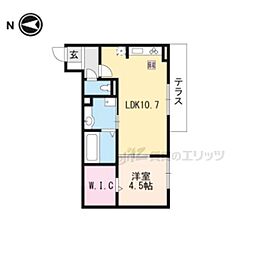リバーサイド浪漫 1LDKの間取図画像