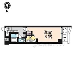 ドルス百万遍 1Kの間取図画像