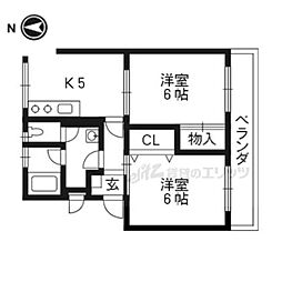 コトウォール夷川壱番館 2Kの間取図画像