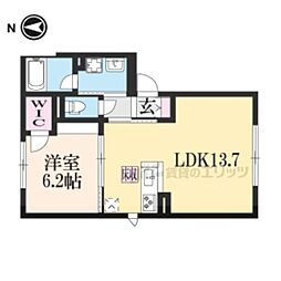 シャーメゾン岩松伏見稲荷 1LDKの間取図画像
