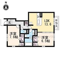 ラ・シャンス 2LDKの間取図画像