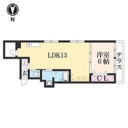 墨染コーポ 1LDKの間取図画像