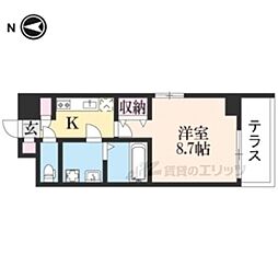 メゾン・トラスト京都梅小路公園 1Kの間取図画像