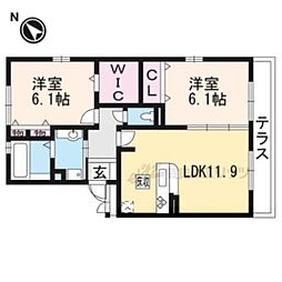アルタ唐崎ビュー 2LDKの間取図画像
