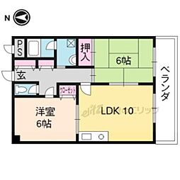 ラフィーネ山科 2LDKの間取図画像