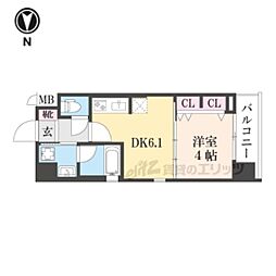 ベラジオ雅び烏丸十条2 1DKの間取図画像
