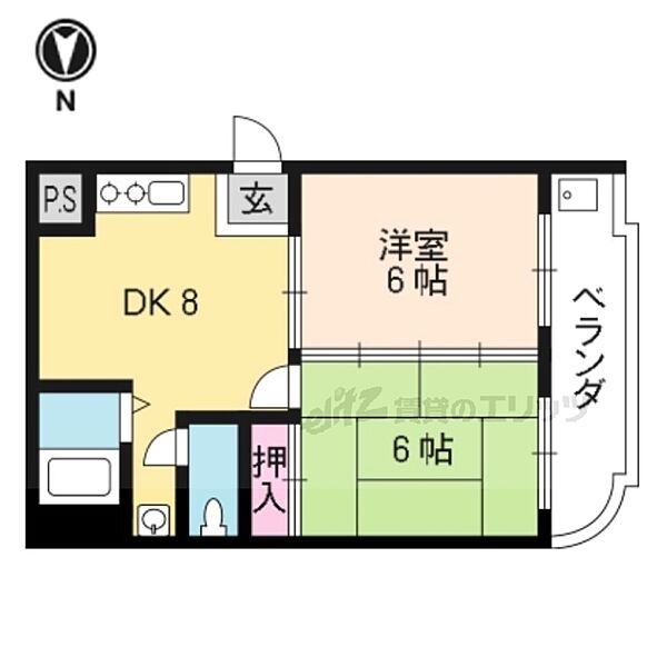 京都府京都市伏見区醍醐岸ノ上町(賃貸マンション2DK・3階・39.60㎡)の写真 その2