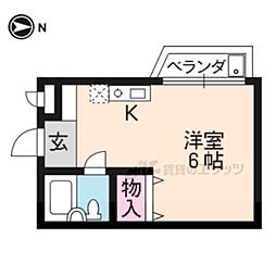 プルシャン山科 ワンルームの間取図画像