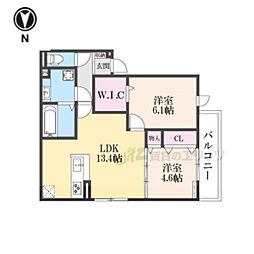 JR東海道・山陽本線 京都駅 徒歩17分の賃貸アパート 3階2LDKの間取り