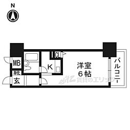 阪急京都本線 京都河原町駅 徒歩1分の賃貸マンション 10階1Kの間取り