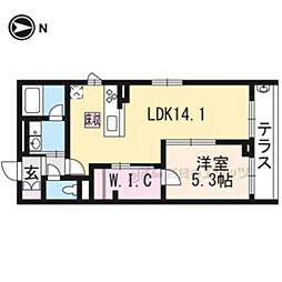 モンテリザイア御駕籠 1階1LDKの間取り