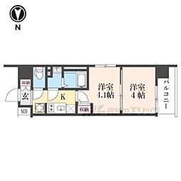 エステムコート京都祥邸 7階2Kの間取り