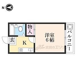 メゾンラメール 2階1Kの間取り