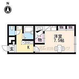 京都地下鉄東西線 山科駅 徒歩14分の賃貸アパート 1階1Kの間取り